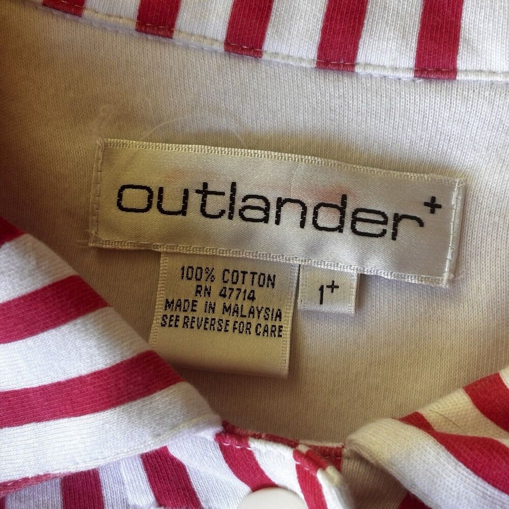 Vintage Outlander Plus Size 1x Women Button Up Top Jacket Red White Starfish - Picture 4 of 10
